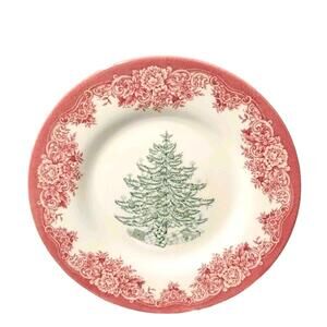 Royal Stafford Christmas Tree Plates Set 4 Red Green England New Free Ship